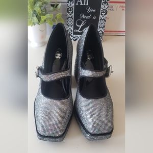 GB2-Night Shiny Mary Jane Platform Pumps